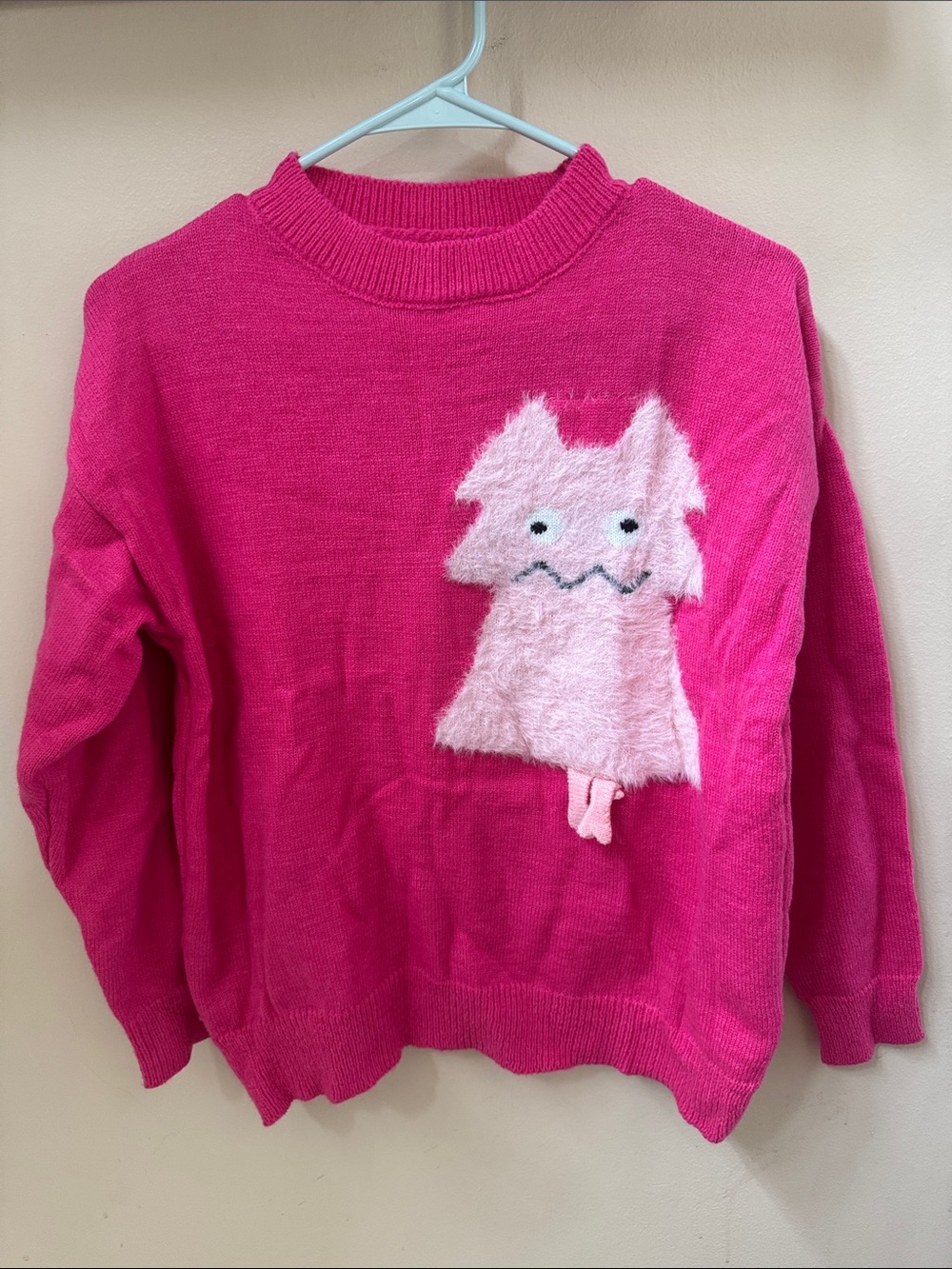 New without tags Bright Pink Fuzzy Monster Sweater